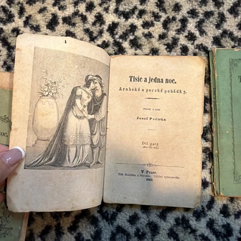 Lot 9‎ Antique Czech Arabian Nights Books 1859-1873 Josef Pecirka Prague Parts